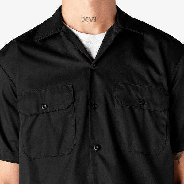 Dickies Short Sleeve Twill Work Shirt Black-Black Sheep Skate Shop