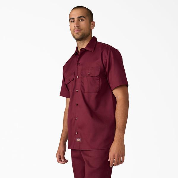 Dickies Short Sleeve Twill Work Shirt Burgundy-Black Sheep Skate Shop
