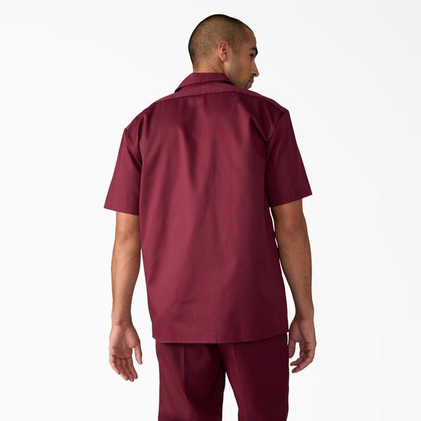 Dickies Short Sleeve Twill Work Shirt Burgundy-Black Sheep Skate Shop