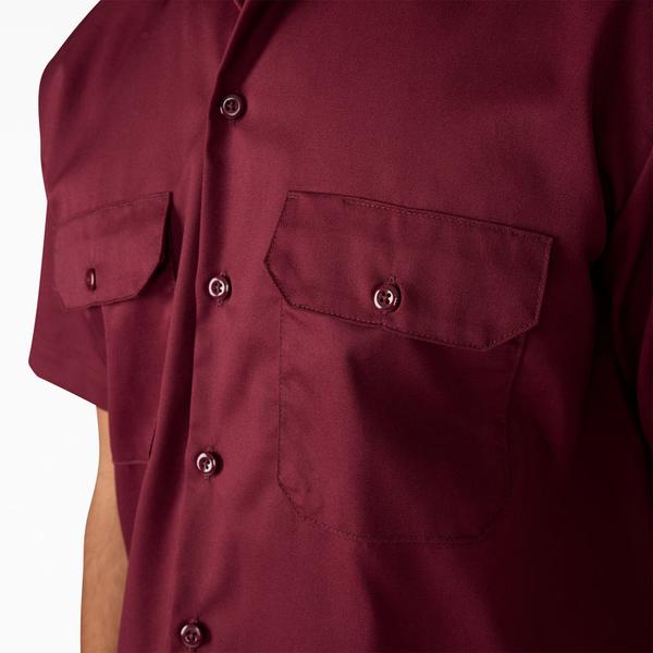 mens burgundy short sleeve dress shirt Core