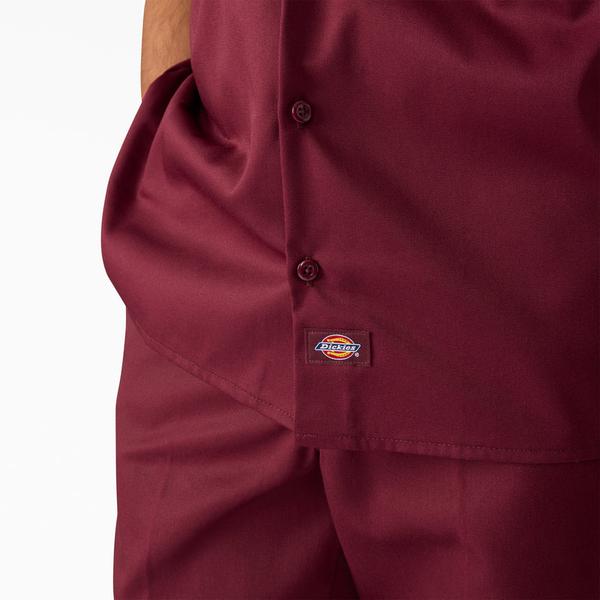 Dickies Short Sleeve Twill Work Shirt Burgundy-Black Sheep Skate Shop