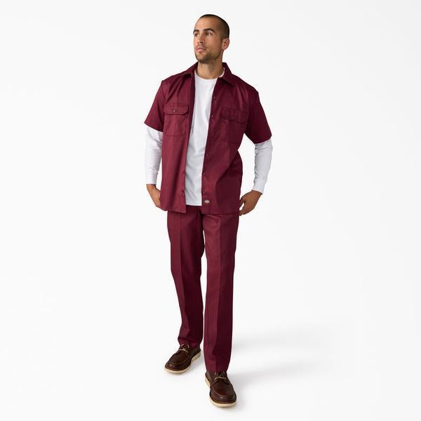 Dickies Short Sleeve Twill Work Shirt Burgundy-Black Sheep Skate Shop