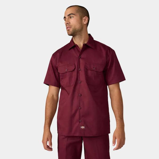 Dickies Short Sleeve Twill Work Shirt Burgundy-Black Sheep Skate Shop