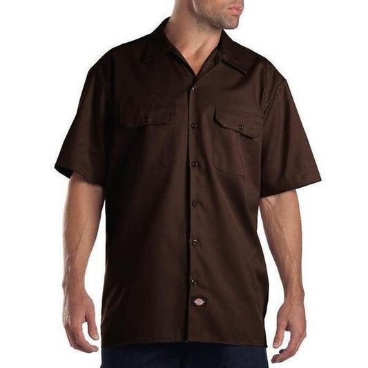 Dickies Short Sleeve Twill Work Shirt Dark Brown-Black Sheep Skate Shop