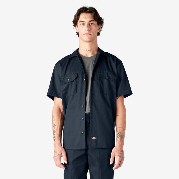 Dickies Short Sleeve Twill Work Shirt Dark Navy-Black Sheep Skate Shop