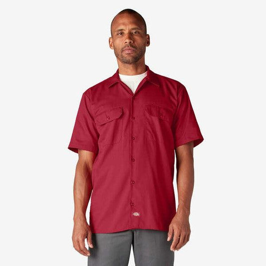 Dickies Short Sleeve Twill Work Shirt English Red-Black Sheep Skate Shop