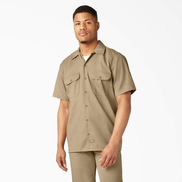 Dickies Short Sleeve Twill Work Shirt Khaki-Black Sheep Skate Shop