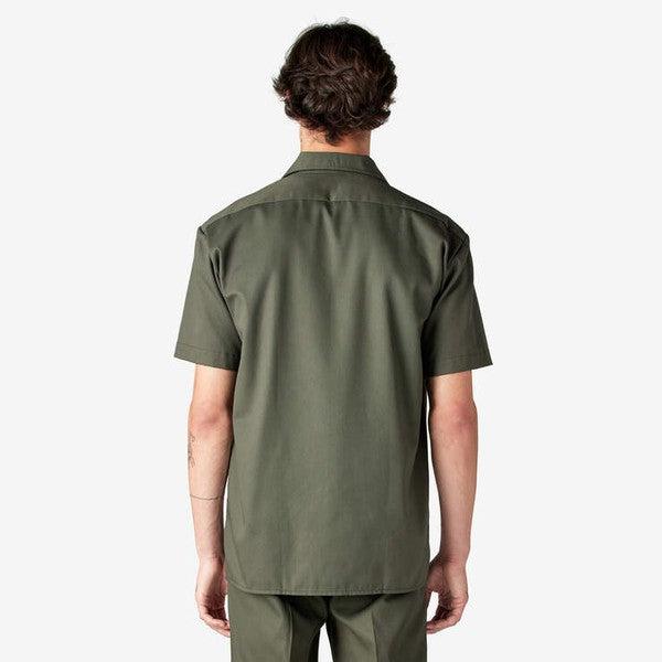 Dickies Short Sleeve Twill Work Shirt Olive Green-Black Sheep Skate Shop