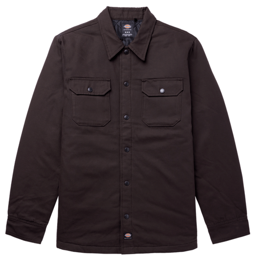 Dickies Skateboarding Heavy Weight Lined Duck Snap Shirt Jacket Dark Brown-Black Sheep Skate Shop