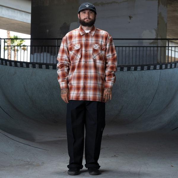Dickies Skateboarding Ronnie Sandoval Brushed Flannel Shirt Burnt Ombre Plaid-Black Sheep Skate Shop