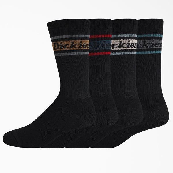 Dickies Skateboarding Rubgy Stripe Crew Socks 4 Pack Black-Black Sheep Skate Shop