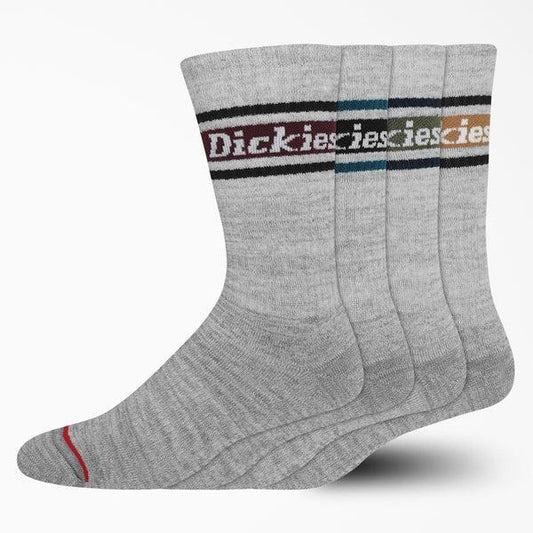 Dickies Skateboarding Rubgy Stripe Crew Socks 4 Pack Grey - Fall-Black Sheep Skate Shop