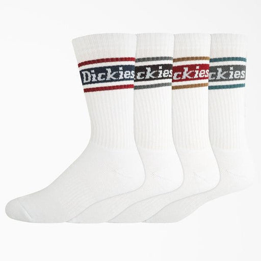 Dickies Skateboarding Rubgy Stripe Crew Socks 4 Pack White-Black Sheep Skate Shop