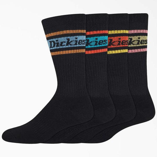 Dickies Skateboarding Rugby Striped Performance Crew Socks 4 Pack Black - Spring Stripe-Black Sheep Skate Shop