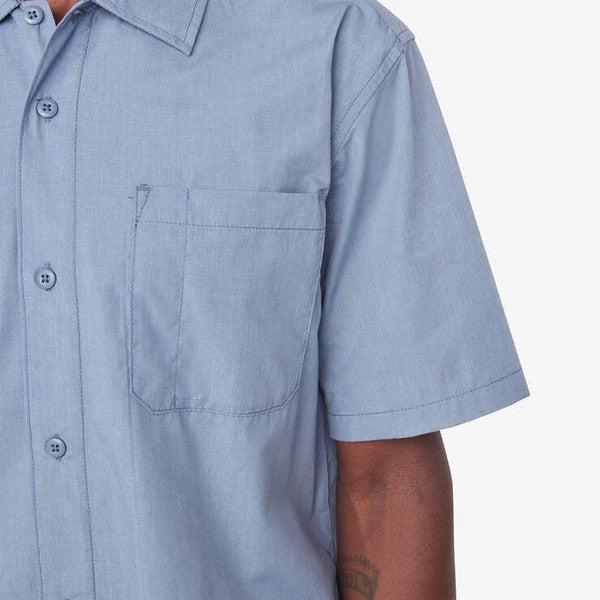 Dickies Skateboarding Waynesboro Shirt Coronet Blue Chambray-Black Sheep Skate Shop