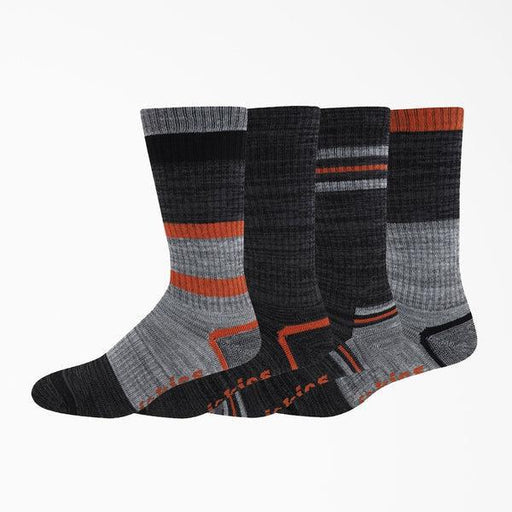 Dickies Striped Performance Crew Socks 4 Pack Graphite - Black - Orange-Black Sheep Skate Shop