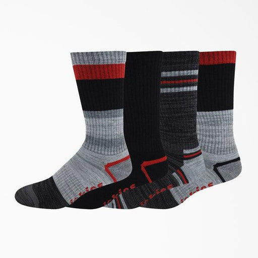 Dickies Striped Performance Crew Socks 4 Pack Red - Grey-Black Sheep Skate Shop