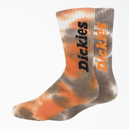 Dickies Tie Dye Crew Socks 2 Pack - Size 6-12 Orange - Pepper-Black Sheep Skate Shop