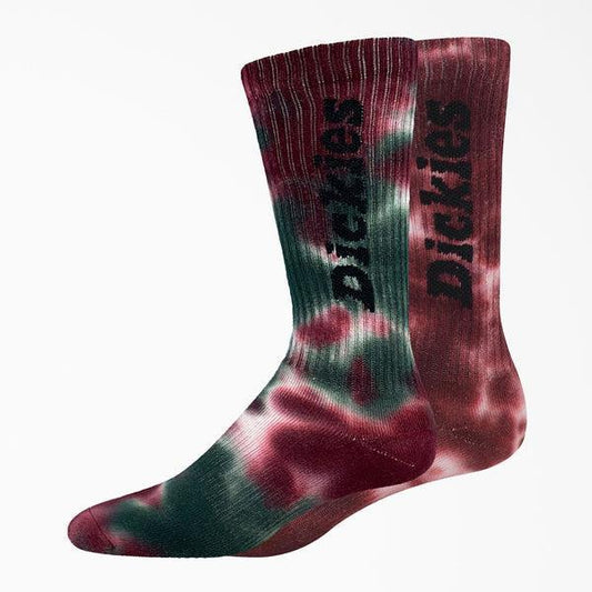 Dickies Tie Dye Crew Socks 2 Pack - Size 6-12 Wine-Black Sheep Skate Shop
