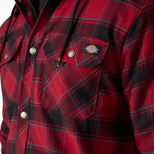 Dickies Water Repellent Flannel Hooded Shirt Jacket Tibetan Red-Black Sheep Skate Shop