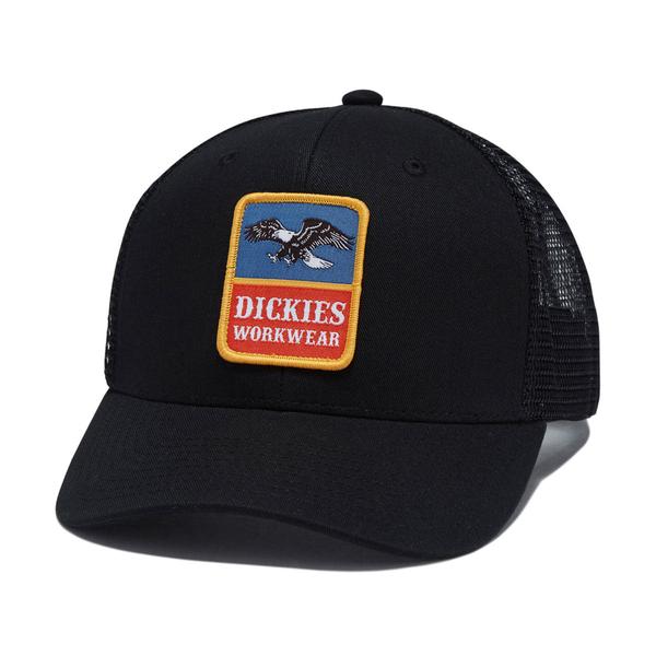Dickies Workwear Eagle Patch Low Profile Twill Trucker Hat Black-Black Sheep Skate Shop