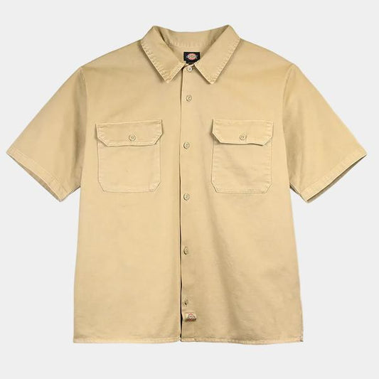 Dickies Worn In Lightweight Short Sleeve Work Shirt Solid Khaki-Black Sheep Skate Shop