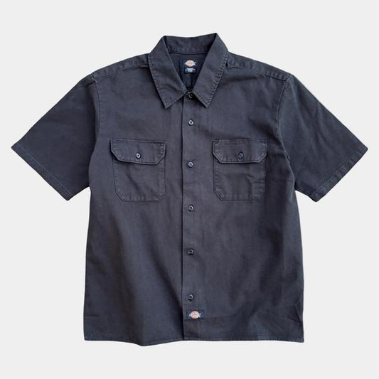 Dickies Worn In Short Sleeve Work Shirt Black-Black Sheep Skate Shop