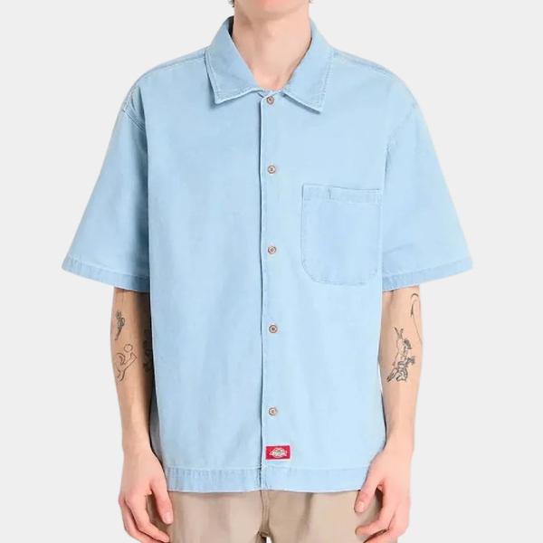 Dickies Woven Denim Shirt Fog Blue-Black Sheep Skate Shop