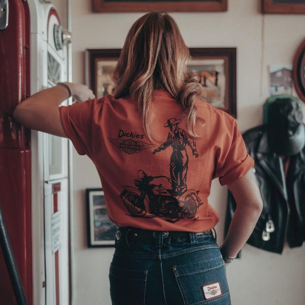 Dickies x Harley Davidson Cowboy Graphic Vintage Wash T-Shirt Orange-Black Sheep Skate Shop