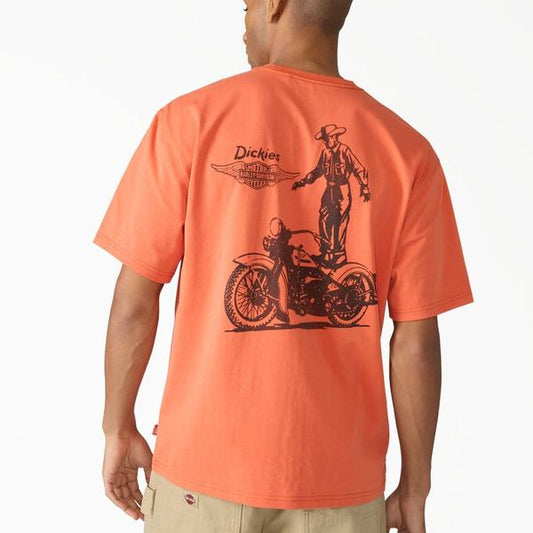 Dickies x Harley Davidson Cowboy Graphic Vintage Wash T-Shirt Orange-Black Sheep Skate Shop