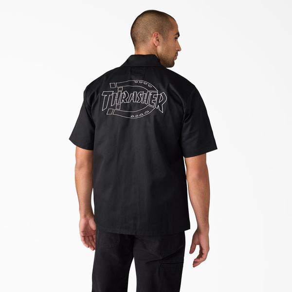 Dickies x Thrasher Magazine Short Sleeve Work Shirt Black-Black Sheep Skate Shop