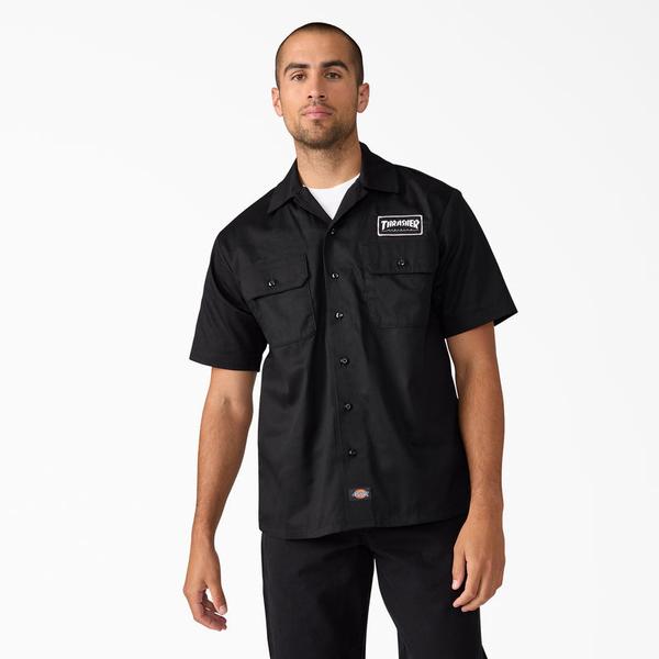 Dickies x Thrasher Magazine Short Sleeve Work Shirt Black-Black Sheep Skate Shop