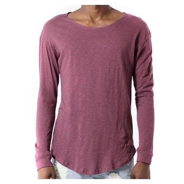 Entree Premium Essential Slub Scallop Long Sleeve Tee Maroon-Black Sheep Skate Shop