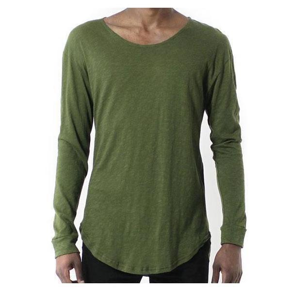 Entree Premium Essential Slub Scallop Long Sleeve Tee Olive-Black Sheep Skate Shop