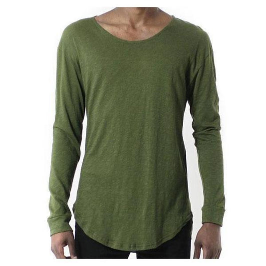 Entree Premium Essential Slub Scallop Long Sleeve Tee Olive-Black Sheep Skate Shop