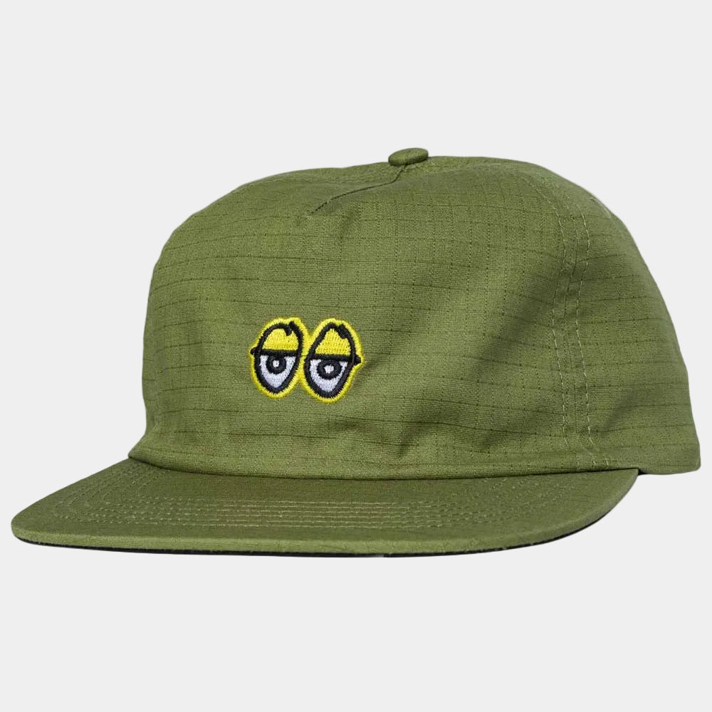Krooked Skateboards Eyes Unstructured Snapback Hat Olive Ripstop