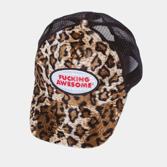 Fucking Awesome Patch Logo Leopard Trucker Mesh Snapback Hat-Black Sheep Skate Shop