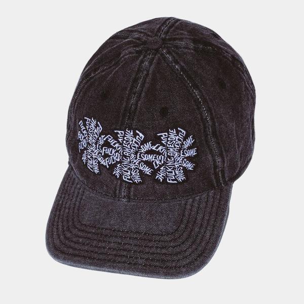 Fucking Awesome Three Spiral Washed Denim 6-Panel Strapback Hat Black-Black Sheep Skate Shop