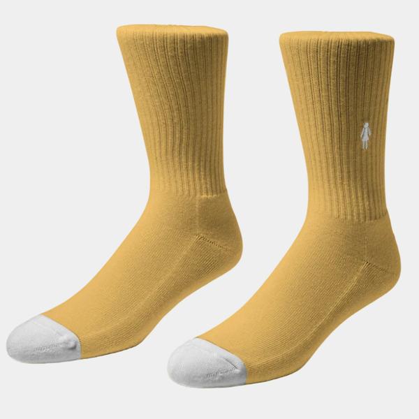 Girl Skateboards OG Embroidered Crew Socks Mustard-Black Sheep Skate Shop