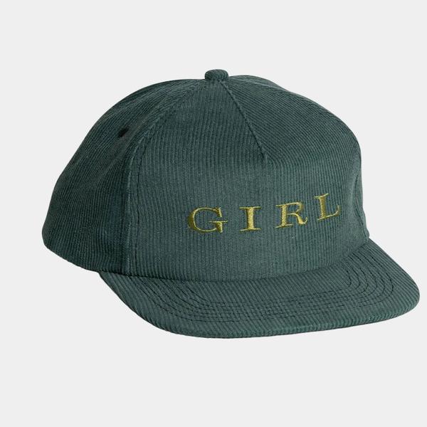 Girl Skateboards Serif 5 Panel Corduroy Hat Forest Green-Black Sheep Skate Shop