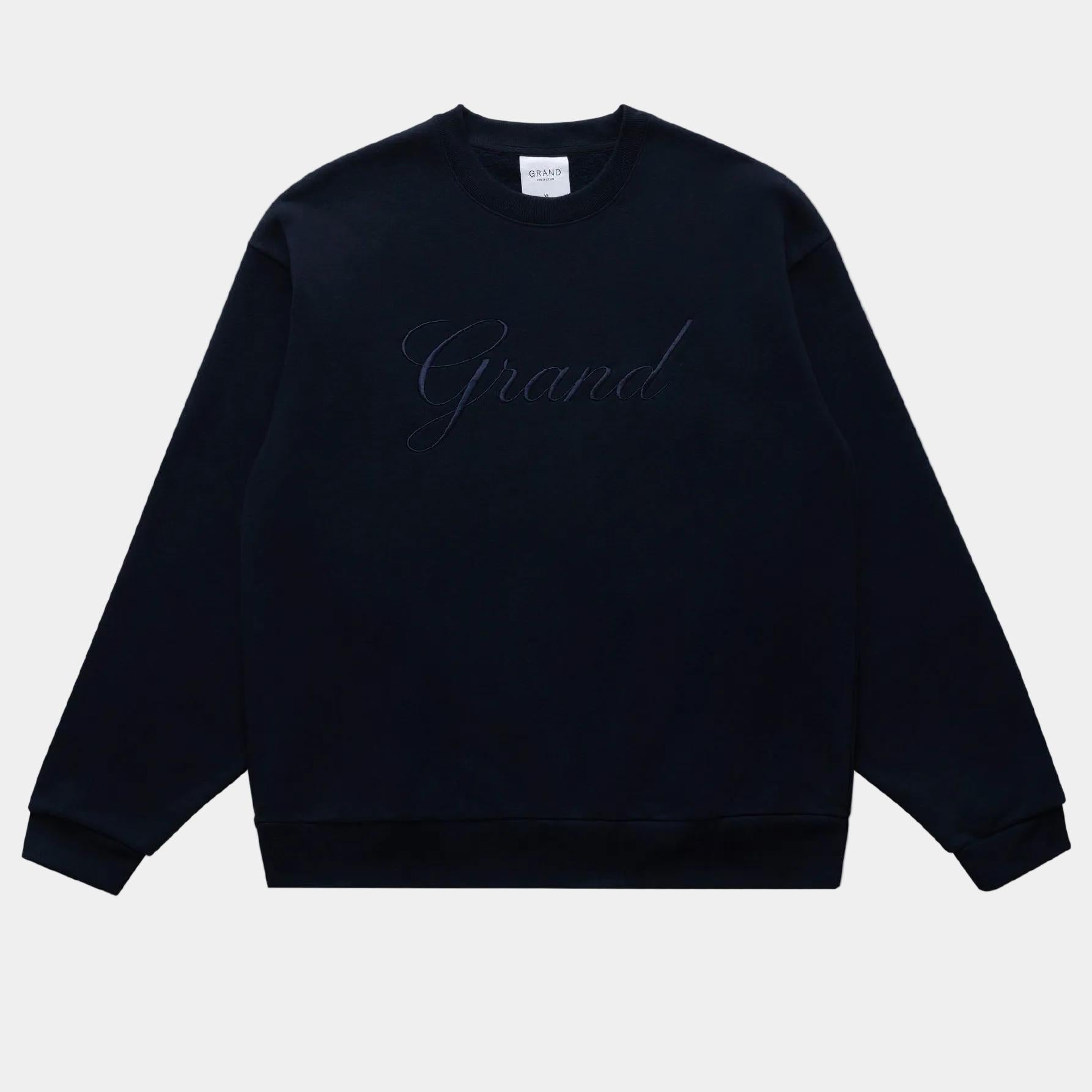 Grand Collection Embroidered Crewneck Black-Black Sheep Skate Shop