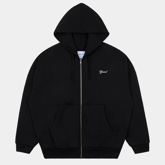 Grand Collection Script Embroidered Zip Hoodie Black - White-Black Sheep Skate Shop