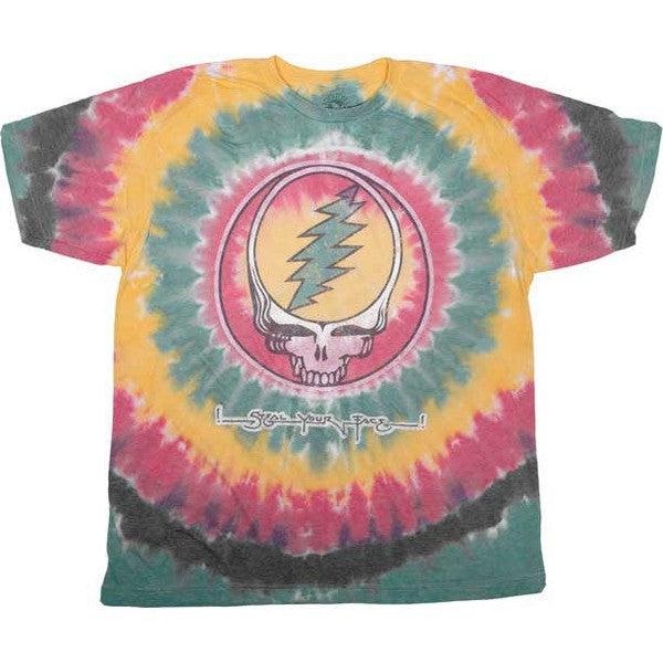 Grateful Dead Vintage Rasta Steal Your Face T-Shirt Multi Tie Dye-Black Sheep Skate Shop