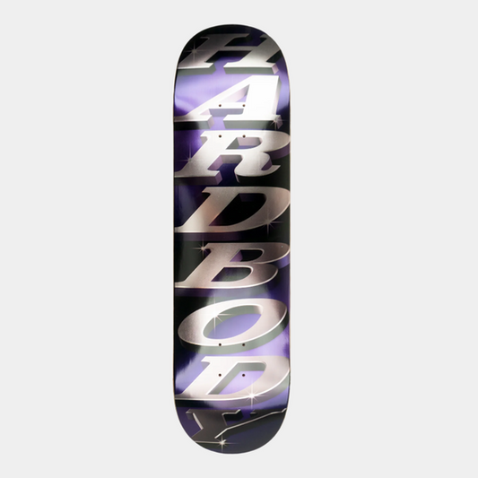 Hardbody Skateboards Stacked Logo Deck 8.375" Purple Foil-Black Sheep Skate Shop