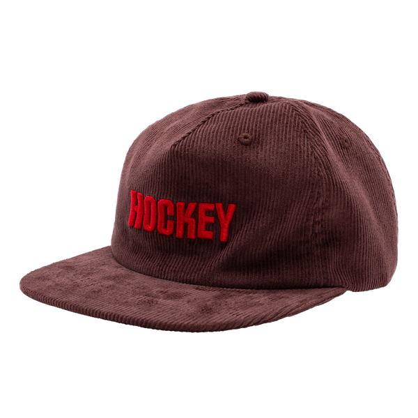 Hockey Skateboards Corduroy Snapback Hat Brown - Red-Black Sheep Skate Shop