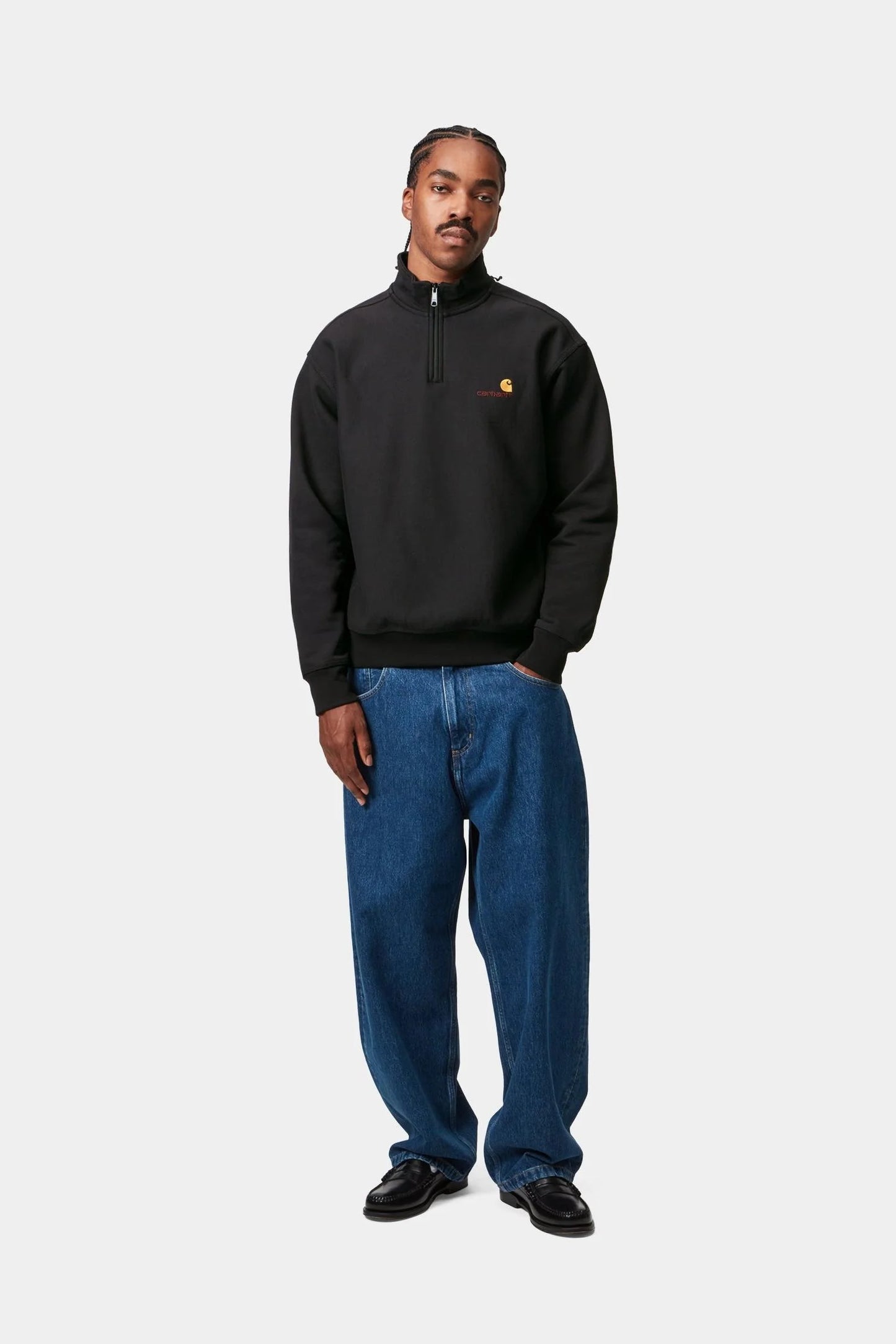 Carhartt WIP Half Zip American Script Sweatshirt Black