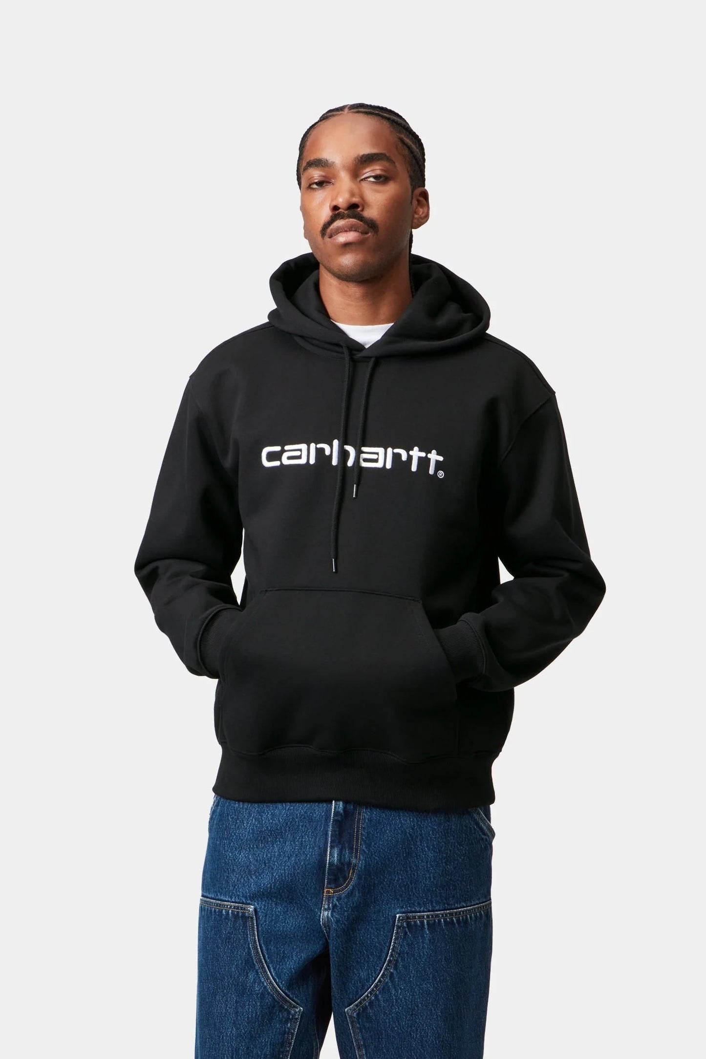 Carhartt WIP Hooded Embroidered Sweatshirt Black - White
