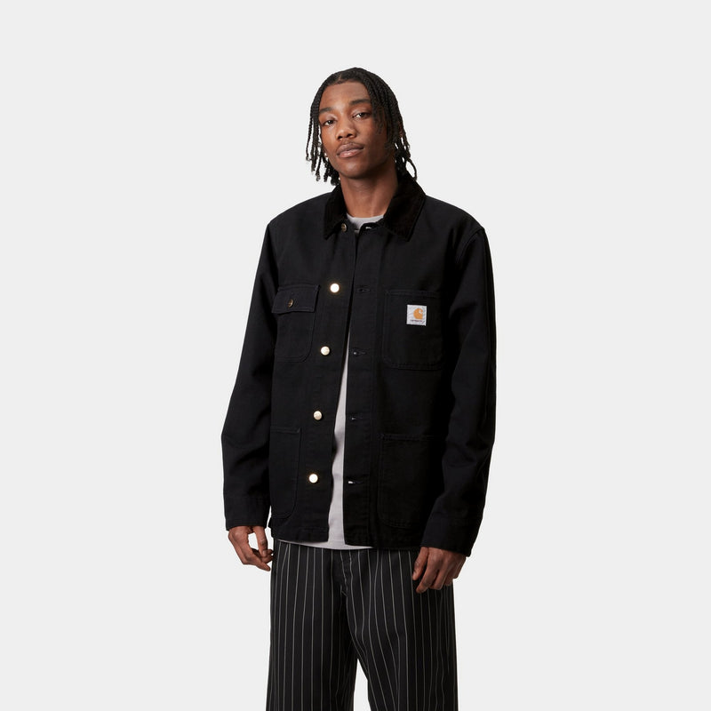 Carhartt WIP Michigan Chore Coat Spring Black Rinsed Canvas