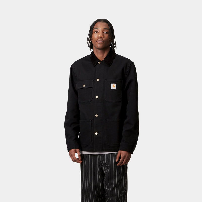 Carhartt WIP Michigan Chore Coat Spring Black Rinsed Canvas