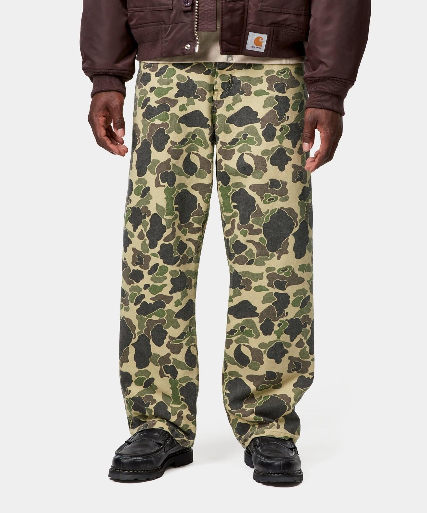 Carhartt WIP Duck Single Knee Pant Green Camo Duck Stone Washed